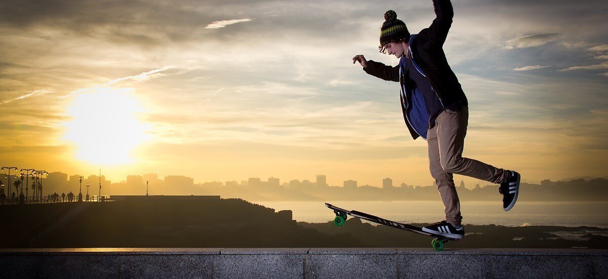 Skateboard lesson in progress