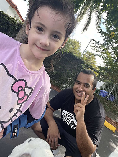Student and instructor during a skateboarding lesson
