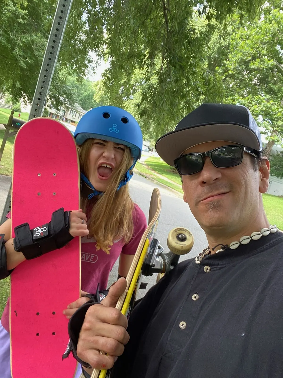 Skateboarding students and coaches